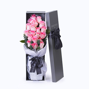 绍兴市Roselove轻奢系列19枝进口粉边玫瑰枪炮礼盒