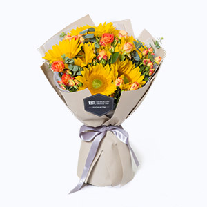 福清市Secret love倾慕鲜花系列9枝向日葵+多头玫瑰