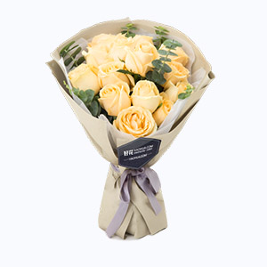 泰兴市Full love浓情鲜花系列19枝香槟玫瑰+尤加利叶