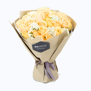 临清市Full love浓情鲜花系列33枝香槟玫瑰+白相思梅