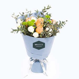 江苏省Cherish珍爱鲜花系列6枝香槟玫瑰+6枝白桔梗