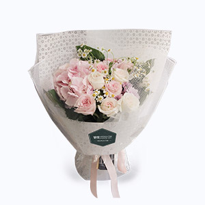 江苏省Full love浓情鲜花系列7枝粉玫瑰+1枝粉色绣球