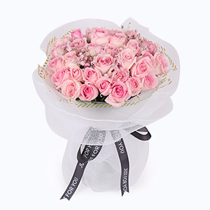 绍兴市Secret love倾慕鲜花系列33枝粉玫瑰+粉满天星