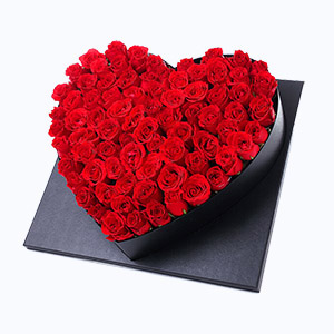 福清市Full love浓情鲜花系列66枝红玫瑰桃心礼盒