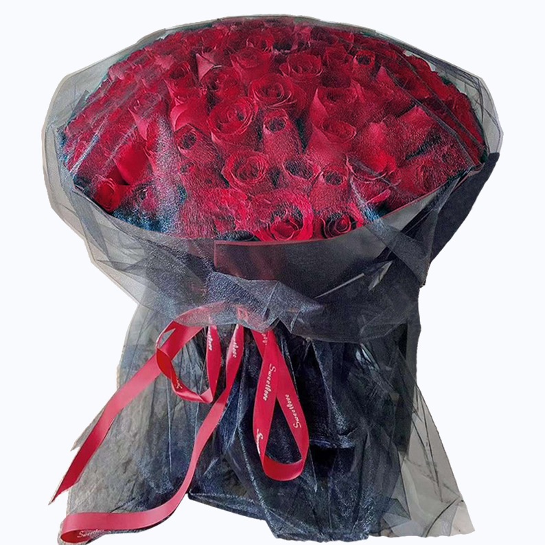 绍兴市Cherish珍爱鲜花系列66枝红玫瑰+黑纱