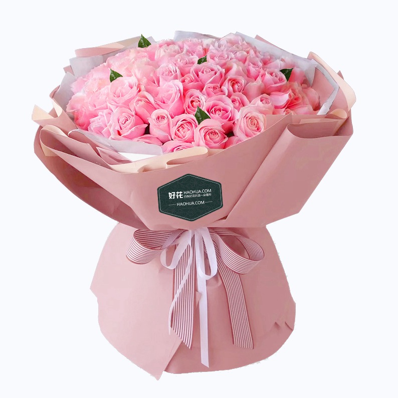 绍兴市Cherish珍爱鲜花系列99枝戴安娜粉玫瑰+栀子叶