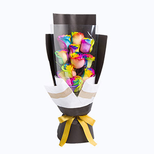 江苏省Full love浓情鲜花系列11枝进口七彩玫瑰